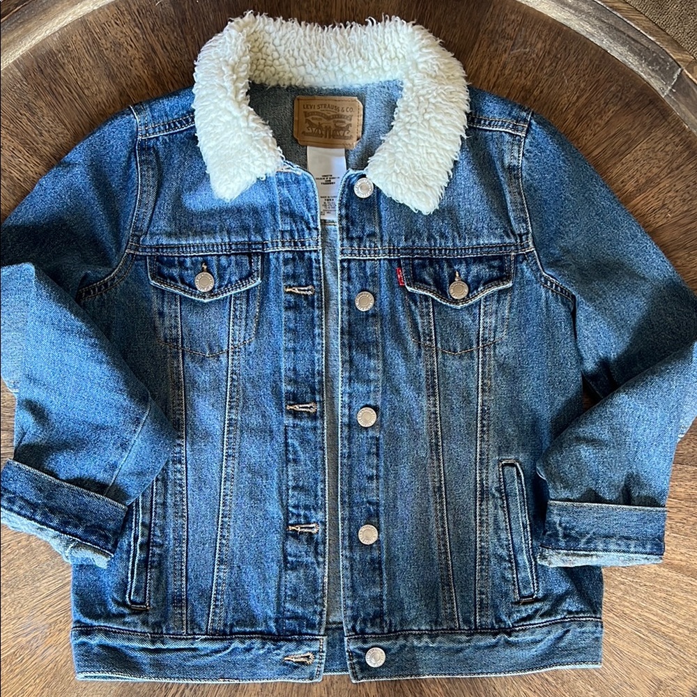 Levi's Blue Denim Jacket with White Sherpa Collar